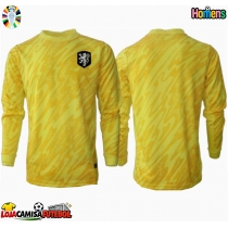 Camisa de Futebol Holanda Goleiro Equipamento Secundário Europeu 2024 Manga Comprida